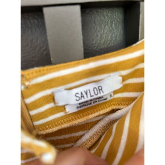 Saylor mustard striped jumpsuit wide leg size S - Picture 3 of 4